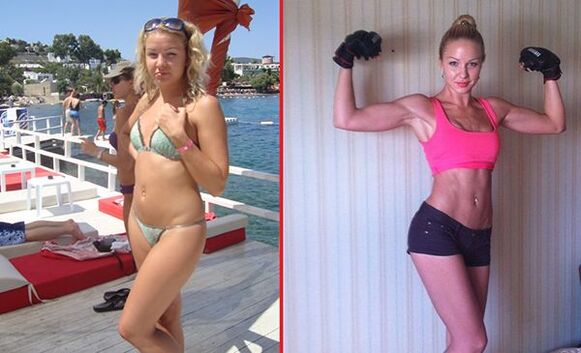 zdjęcia przed i po powiększaniu piersi za pomocą sportu